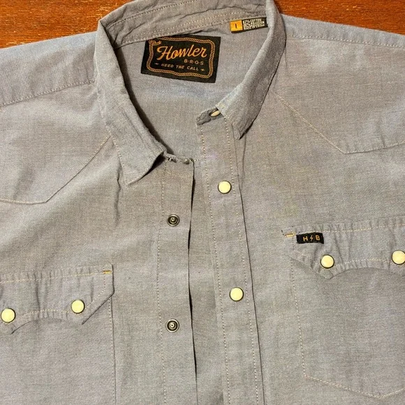 Howler Brothers Light Blue Casual Button Down Shirt - Picture 2 of 4